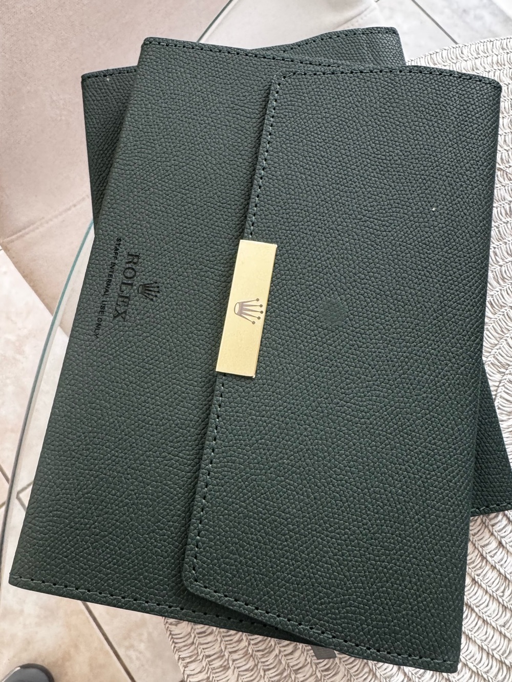 Authentic Rolex Dark Green Notepad with Gold Accent
